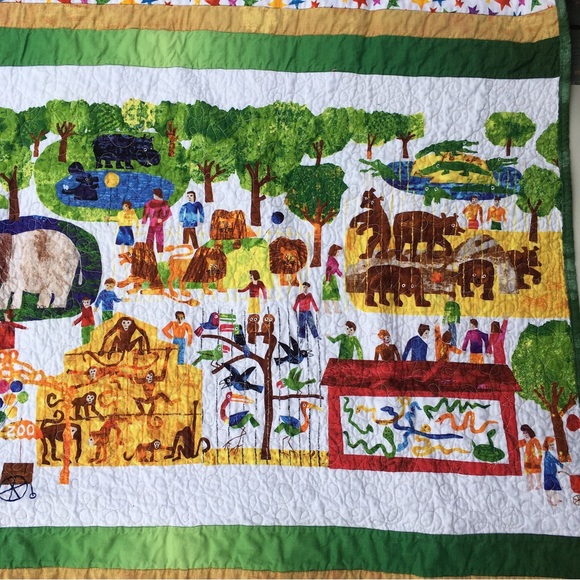 COPY - Handmade Quilt Child Cotton 59” x 41” Numbers Colors Monkey Elephant Gir… - Picture 6 of 11